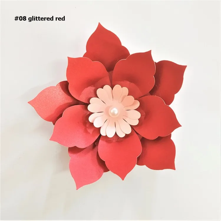 Glittered Red 10 см легко DIY бумажные цветы для свадебного фона украшения бумажные поделки для детской стены деко искусство для детского душа день рождения Цветочный декор - Цвет: Glittered Red