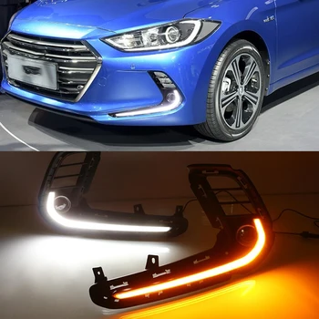 

CSCSNL 1 Pair LED fog lamp DRL Daytime Running Lights with Yellow Turn signal light drl for Hyundai Elantra 2016 2017 2018