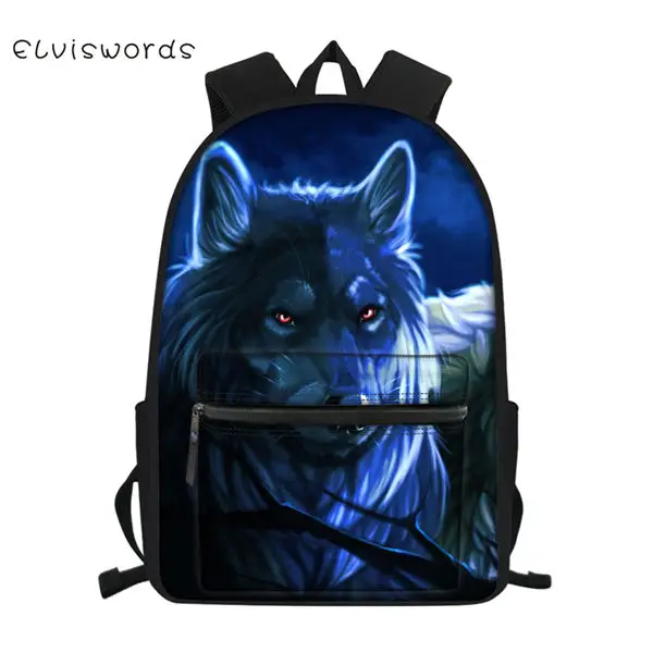CDWX3776Z58 ELVISWORDS модный детский Школьный брезентовый Рюкзак "Fantasy Wolf" с животным узором для студентов, школьные сумки для книг, детские дорожные рюкзаки - Цвет: CDWX3776Z58