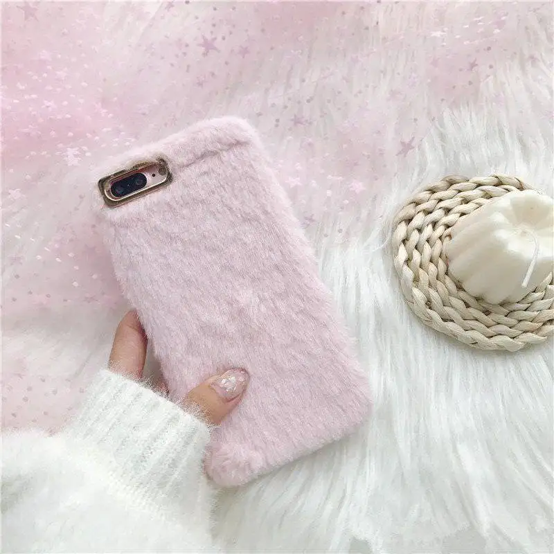 LLZ.COQUE модные блестящие чехлы с теплым мехом для Iphone 11 Pro Xr XS MAX X XS 10 6 6S 7 8 PLUS 5 5S SE Противоударная задняя крышка Capas