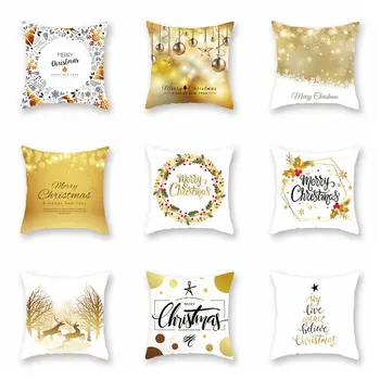 

Christmas Decorations For Home Cotton Linen Cushion Cover 45*45cm Decoratives Cushions For Sofa Seat Covers Car Pillow Case