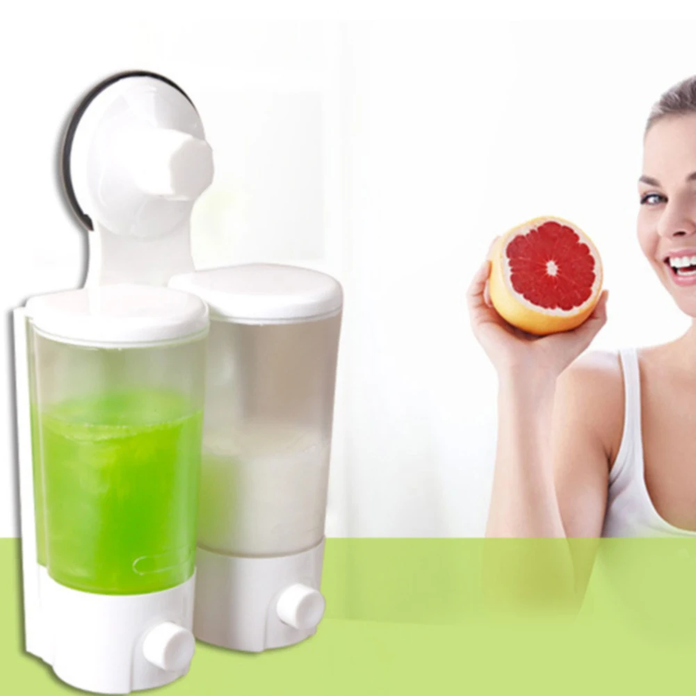 ABS Wall Mounted Powerful Sucker Tools Bottle Container Bathroom Sink Liquid Soap Dispenser Shampoo White Lotion