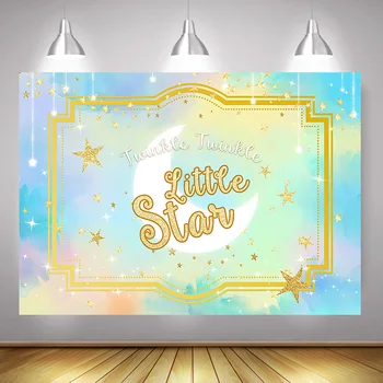 

Newborn Baby Birthday Party Selfie Backdrop Photography Twinkle Little Star Children Portrait Background Rainbow Glitter Sky