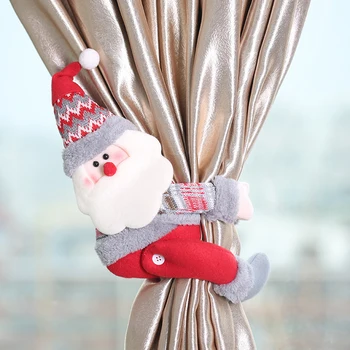 

✈ Christmas Window Curtain Santa Doll Curtain Buckle Window Xmas Curtain Decorative Accessories Christmas Decoration For Home