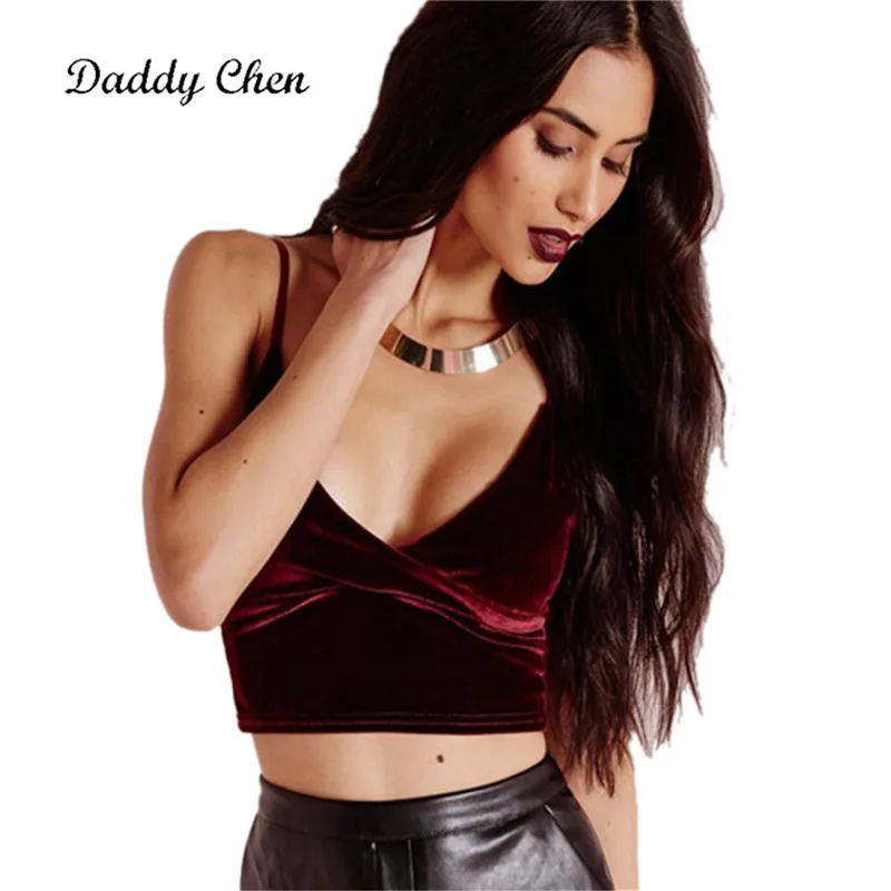 

Sexy Velvet Cropped Vintage Retro Tank Tops Women Summer Female Harajuku V Neck Bralette Sleeveless Solid Camis Crop Top Ladies