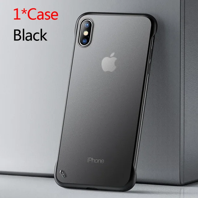 Чехол для iPhone XS Max XR X 11 Pro с кольцом для пальцев Бескаркасный Прозрачный матовый Жесткий Чехол для iPhone X 7 6 6S 8 Plus - Цвет: Черный
