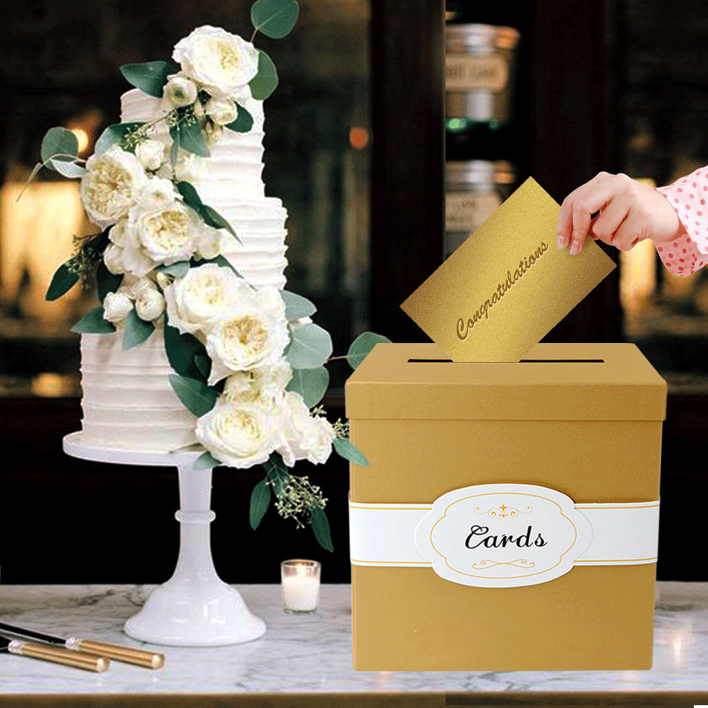 Ourwarm Diy Wedding Card Box With Glitter Wooden Gift Box Pvc Money Box