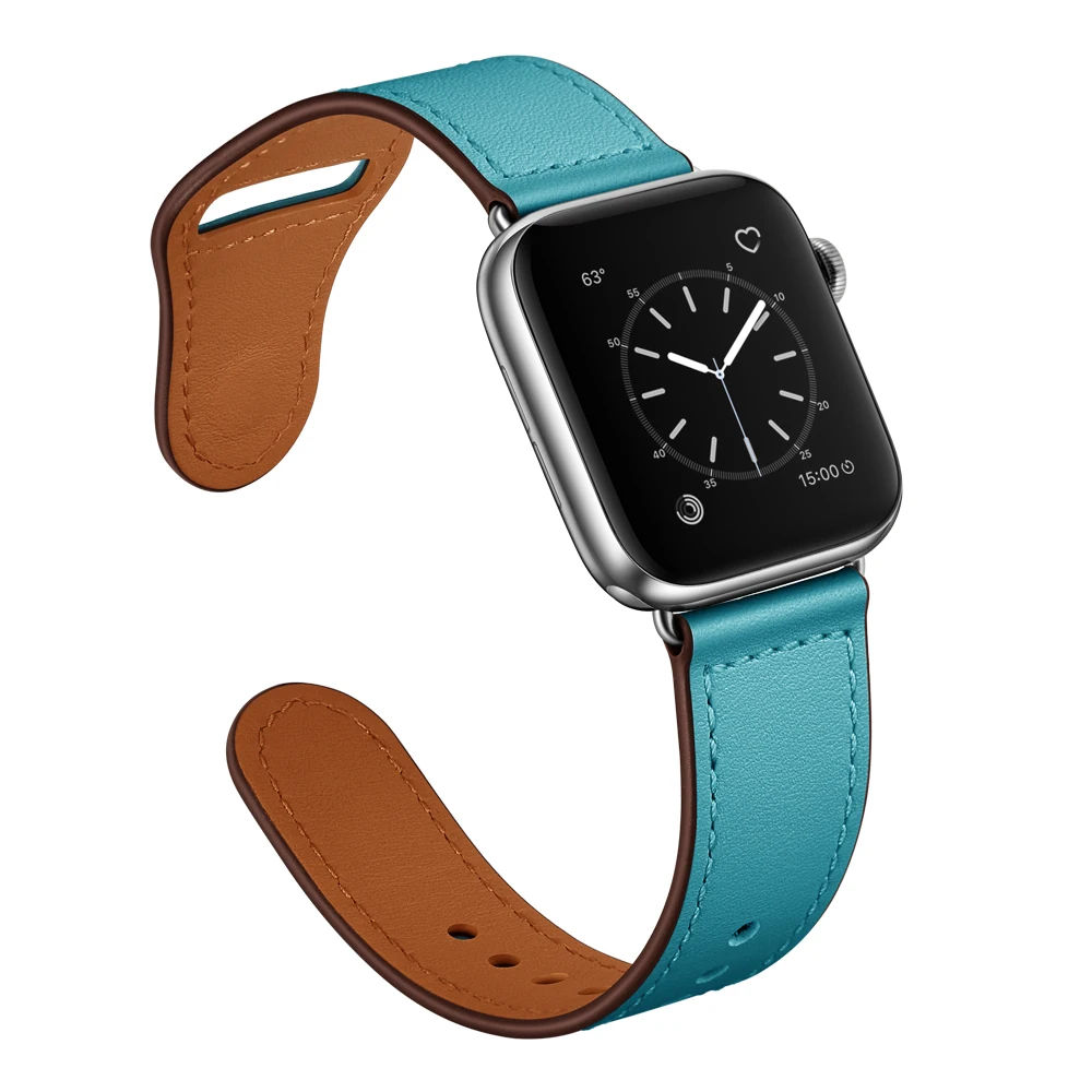 Розовый цвет женские кожаные часы ремешок для Apple Watch 38 мм 40 мм, VIOTOO натуральная кожа ремешок для iwatch ремешок - Цвет ремешка: Blue