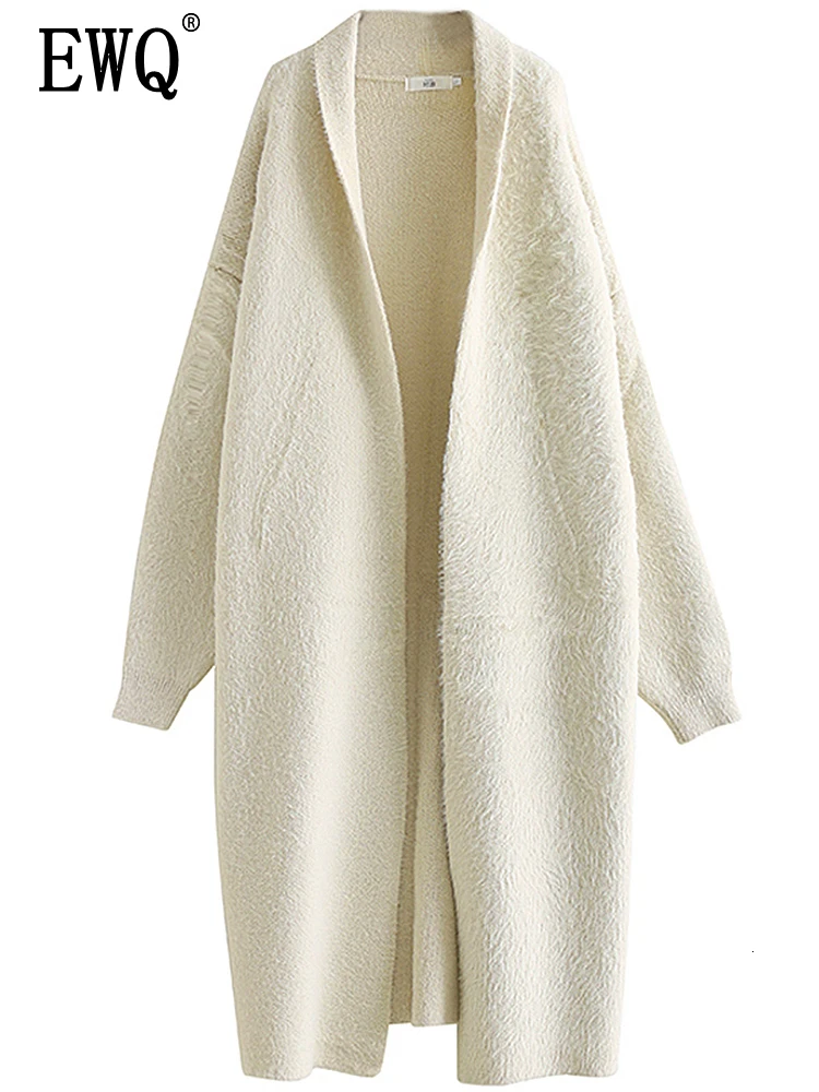 [EWQ] новая весенне-Зимняя мода, длинный рукав, v-образный ворот, одноцветная вязанная имитация норки, ворсинок, одежда, кардиган, свитер AC374