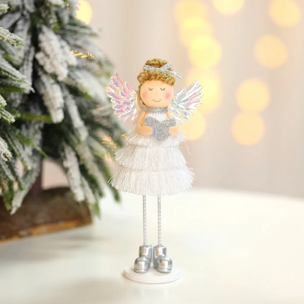 Рождественские украшения, милый ангел, кукла, настольное украшение, Золотая Рождественская елка, ангелы, рождественские украшения для дома
