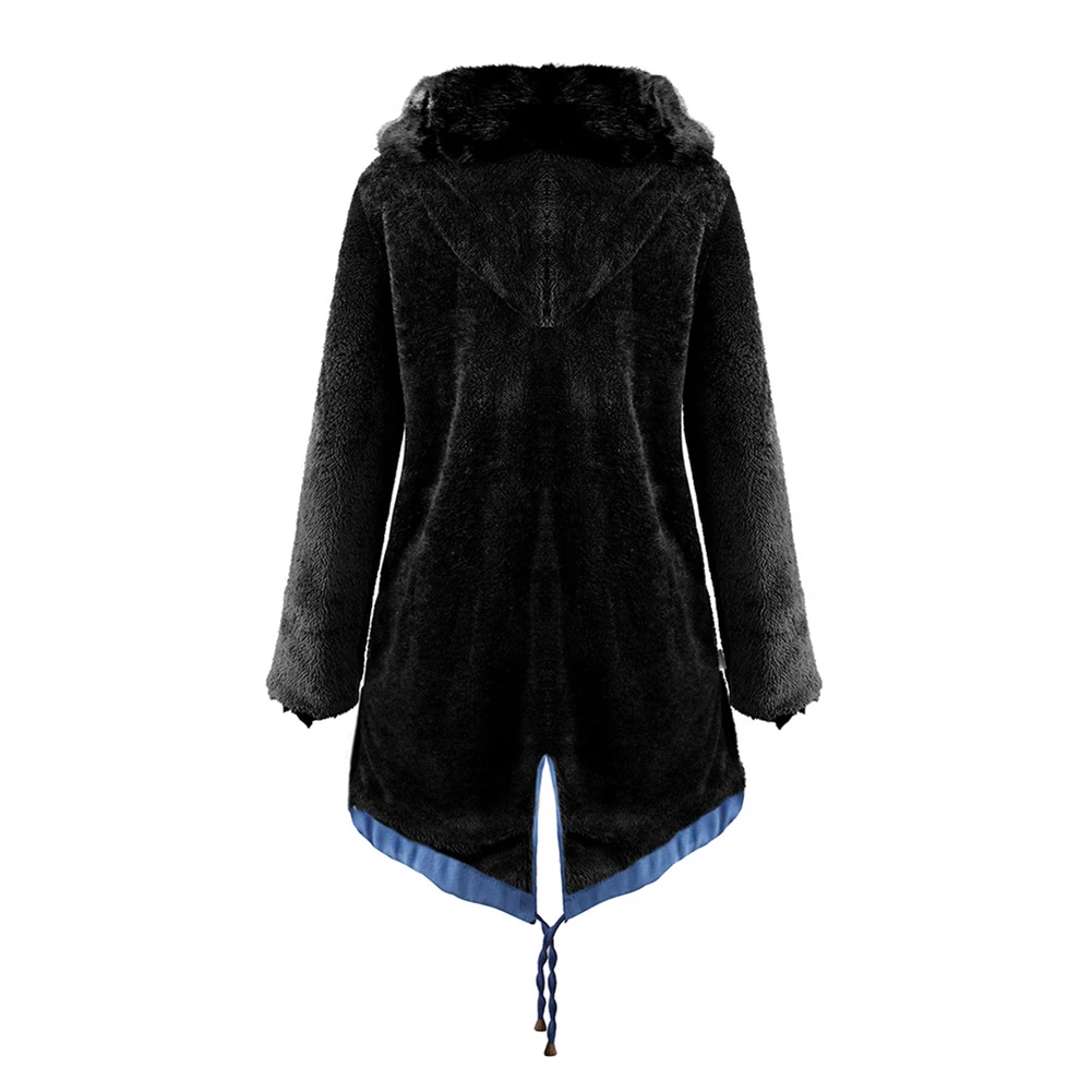 Модные женские утепленные пальто с капюшоном из искусственного меха, парки, анораки, верхняя одежда, зимние женские свободные длинные куртки Oc24