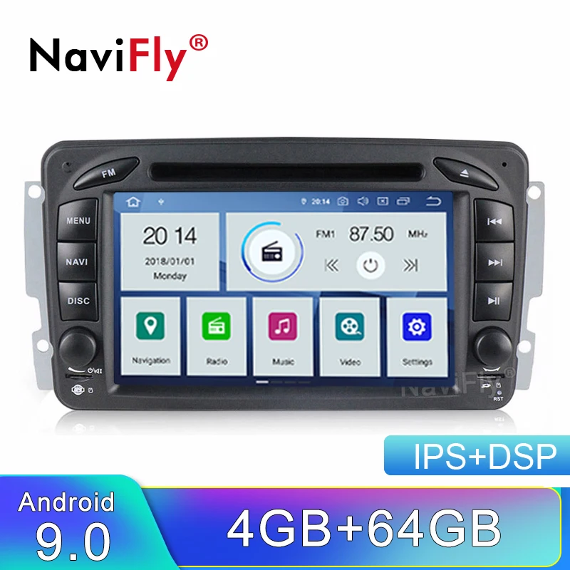 Top NaviFly 2 Din Android 9 Car dvd player for Mercedes Benz C-Class W203 CLK-Class W209 C209 G-Class W463 Viano Vito Auto gps radio 0