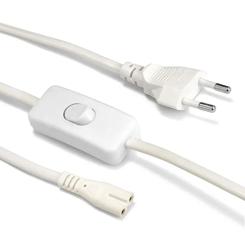 

2pcs LED Tube Power Cable EU Euro Plug AC Power Cord 1.2m 250V 2.5A ON/OFF Switch Extension Cord For T4 T5 LED Lamp Light