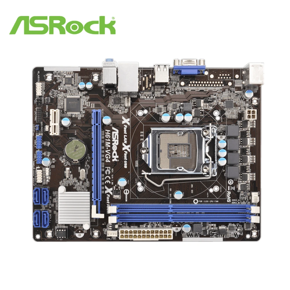 Placa-mãe Asrock H61m-VG4 Micro ATX DDR3 16GB LGA 1155 Motherboard