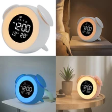 New Arrival 3 Colors LED Changing Digital Alarm Clock Desk Night Glowing Cube LCD Clock Home Decor