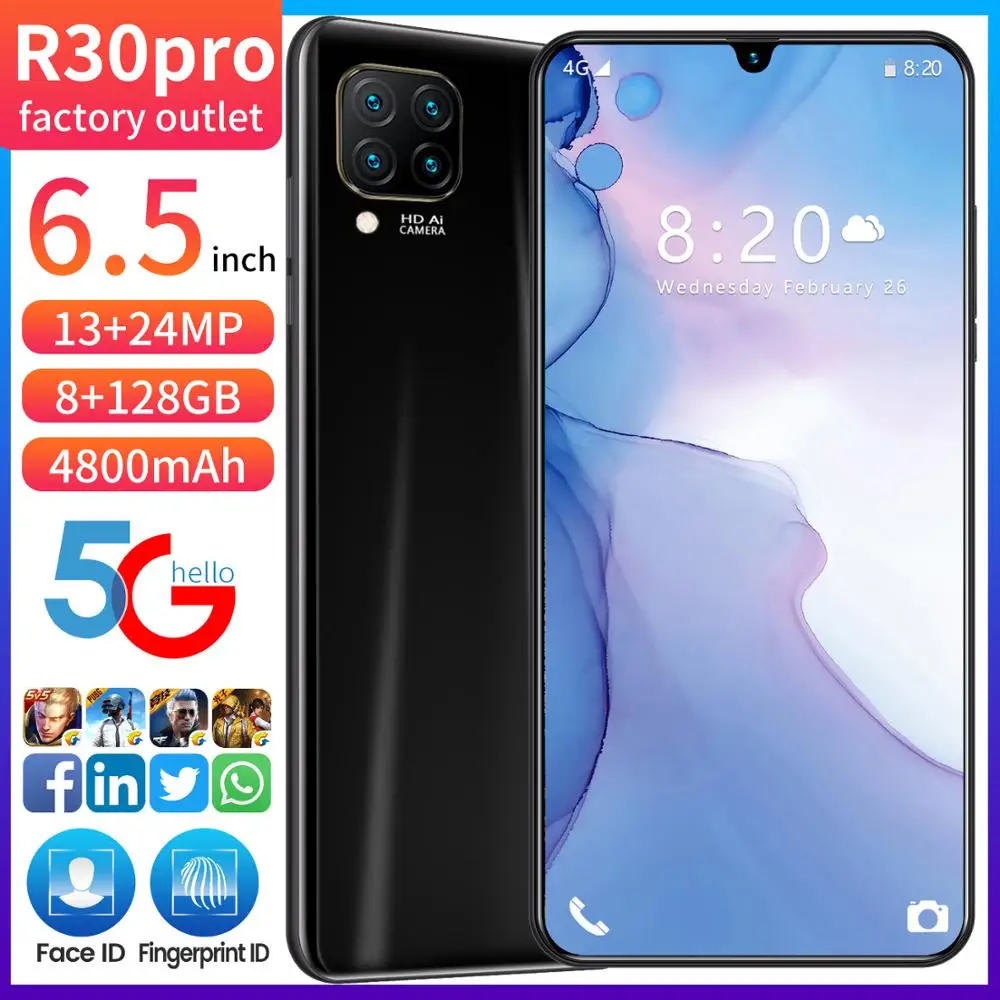 2020 New R30PRO Mobile Phone 8GB 256GB Dual SIM