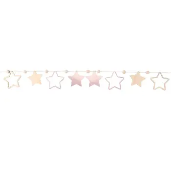 

2 Meters Glittering Sparkling Twinkle Star Garland String Wooden Five-pointed Star Bunting Banners Wall Door Hanging Decorations