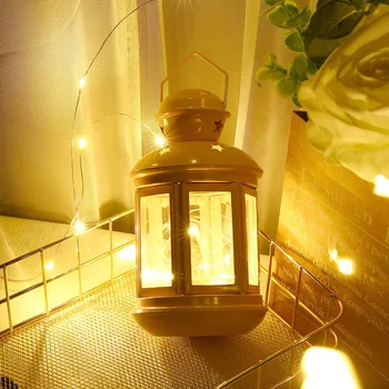 

European Style Iron Windproof Lamp candle holders Small Fresh Ornaments candlesticks Christmas Decorations candle for Home Gift