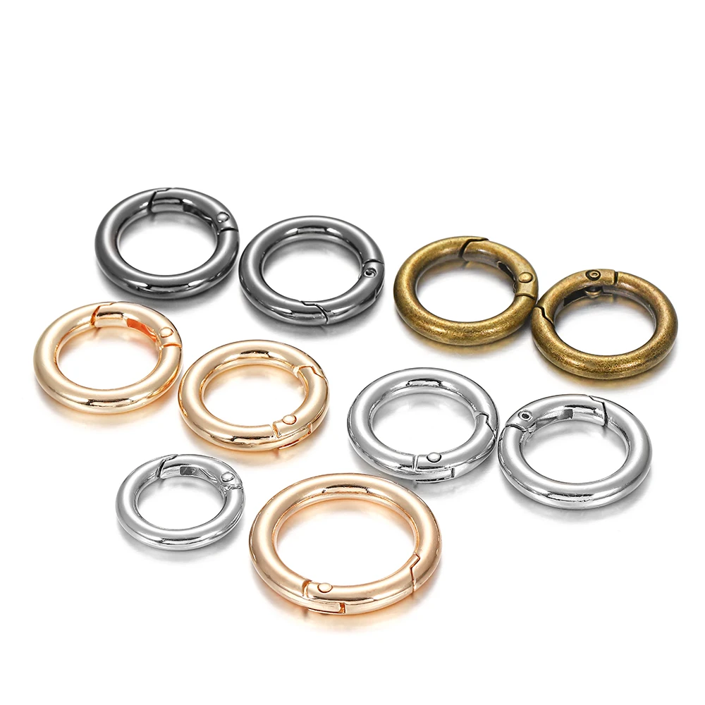 5 Stück Federschnallen, O-Ring-Clips, Karabinerhaken, runde Druckknöpfe für Handtaschen, Geldbörsen, zum Basteln von Schmuck und als Zubehör. – Detail 10