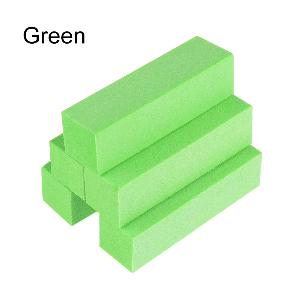 Hot 5/10 PCS Professional Manicure Care Nail Art Tips Buffer Buffing Sand Sanding Files Block Beauty Tools Nail Art Accessories - Цвет: 5pcs	green