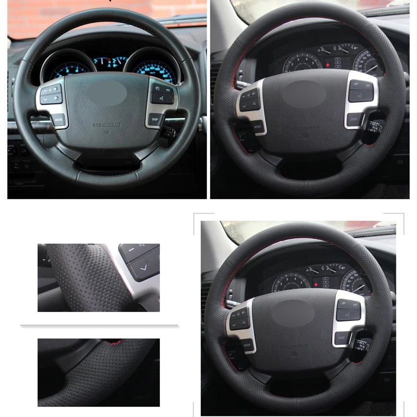 Черный PU искусственная кожа автомобильный чехол на руль для Toyota Land Cruiser LC2008- Toyota Tundra 2007-2013