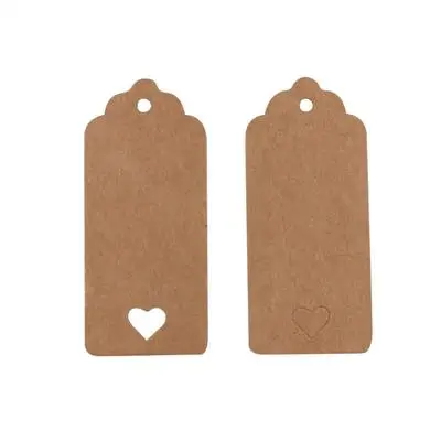 White Brown and Black Hollow Heart Kraft Paper Tags Scallop Head Label Luggage Wedding Note Blank Price Hang Tag 9*4cm 1000pcs