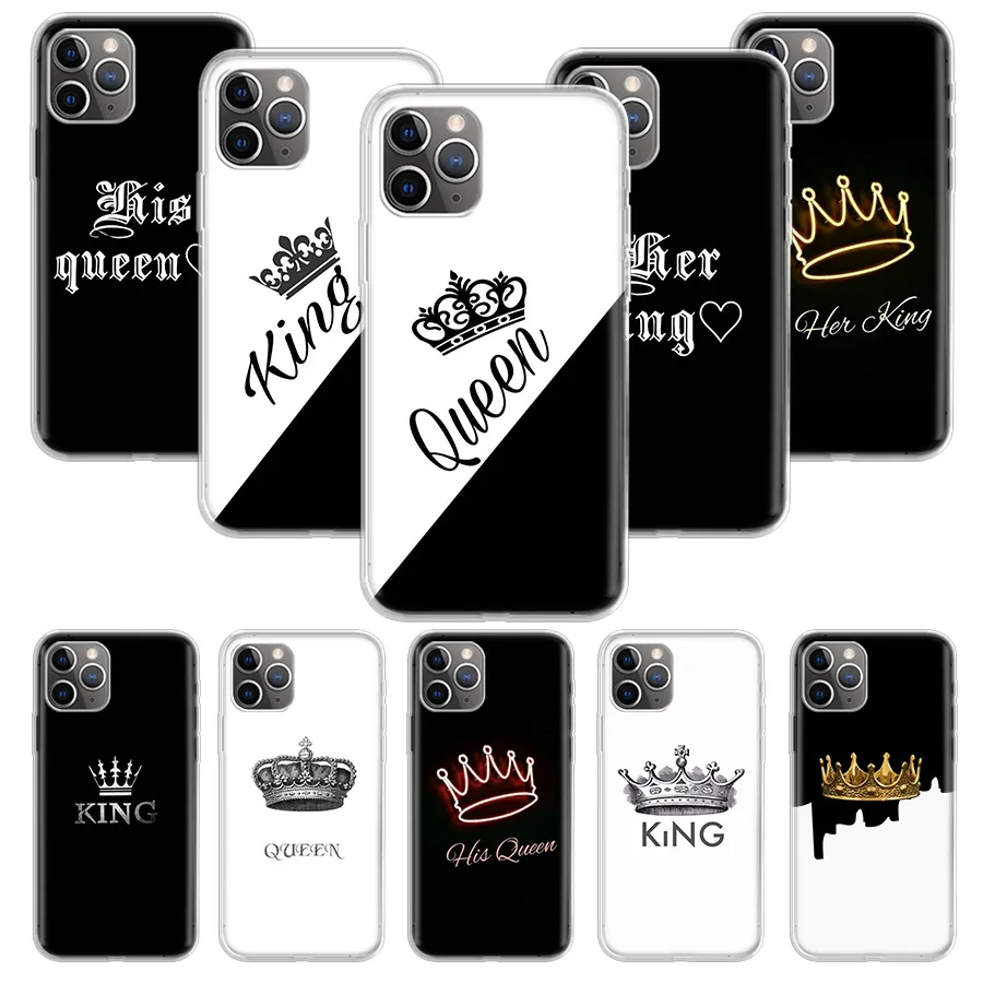 Чехол для влюбленных King queen для Apple iphone 11 Pro XS Max XR X 7 8 6 6S Plus 5 5S SE 10 десять подарочных силиконовых чехлов для телефона