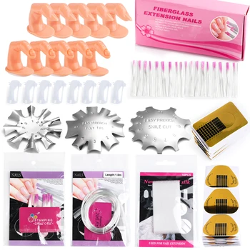 

Nail Extension Fiberglass Nail Forms Non-Woven Tools Set UV Gel Building Tip Fake Finger Practice Display Model Nail Tool SA1602
