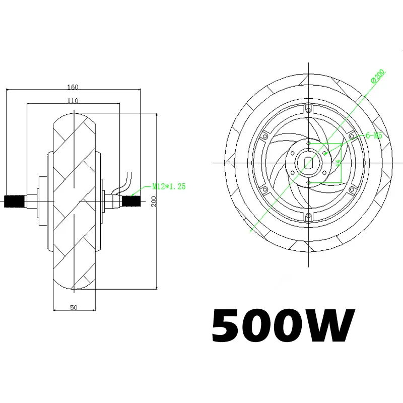 24V 36V 48V 350W 500 Вт мотор для центрального движения скутер Dis тормоз Бесщеточный Ручной Электрический миксер для теста E-SCOOTER колеса