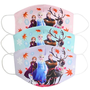 

Baby Facemask Elsa&Anna Bibs Cute Cartoon Pattern Toddler Baby Saliva Towel Cotton Fit Facemasks Infant Burp Cloths