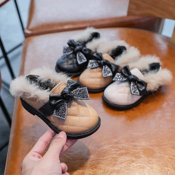 

Bling Children's boots brand baby short boots fashion kids sports shoes bow waterproof sports shoes children's leather shoes