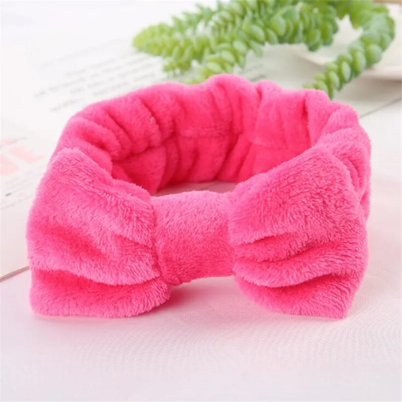 rose red Женская повязка на голову из кораллового флиса для макияжа, мягкий держатель для волос для мытья лица, эластичные повязки для волос с узлом, аксессуары для волос для девушек - Цвет: rose red