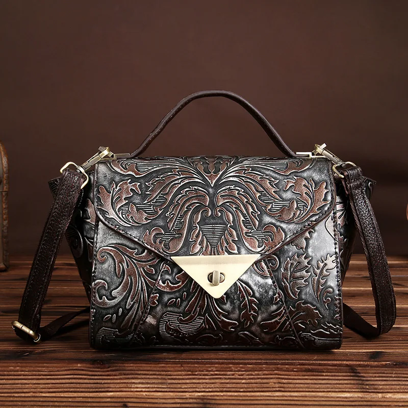 

WERAIMJX 2019 Retro Women Handbags Totes Embossed Women Shoulder Bags Luxury Genuine Leather Female Crossbody Bags bolso mujer