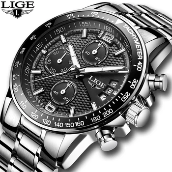 

2020 New LIGE Mens Watches Top Brand Luxury Stopwatch Sport waterproof Quartz Watch Man Fashion Business Clock relogio masculino