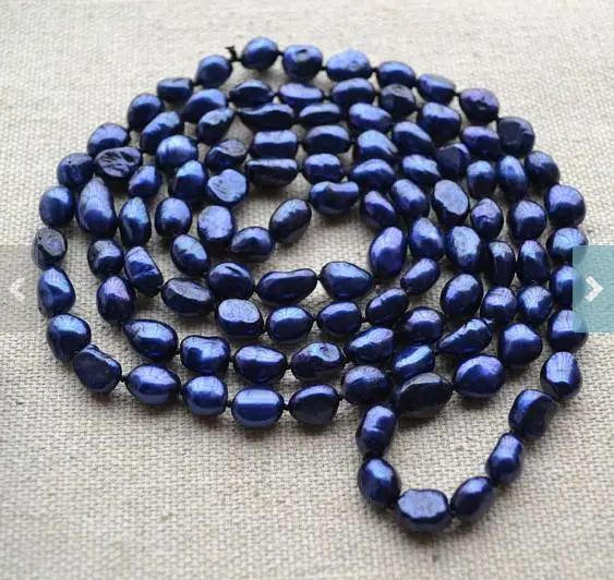 

Unique Pearls jewellery Store Navy Pearl Necklace 50inches Long Baroque Freshwater Pearl Necklace Charming Women Jewelry