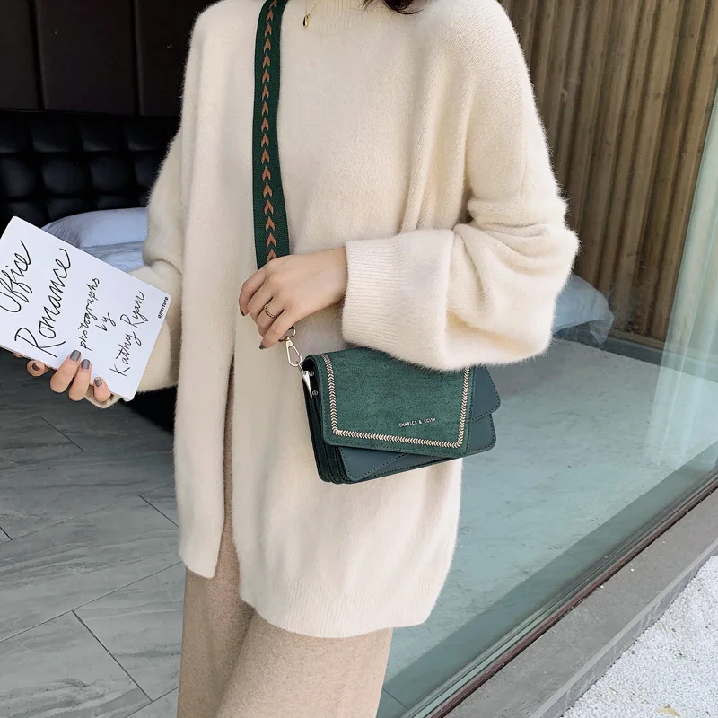 

Irregular Non-mainstream Women's 2019 New Style chao yang Gas Contrast Color Shoulder Bag Autumn And Winter Dull Polish Broadban