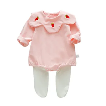 

Baby Girls Boys Bodysuit Long Sleeve Strawberry Print Hayi Pants Infant Kids Outfits Hedging Rompers