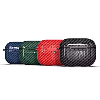 

Earphone Case Cover For Apple AirPods Pro Protection Carbon Fiber With keychain buckle for Charging Shockproof Skin Cover
