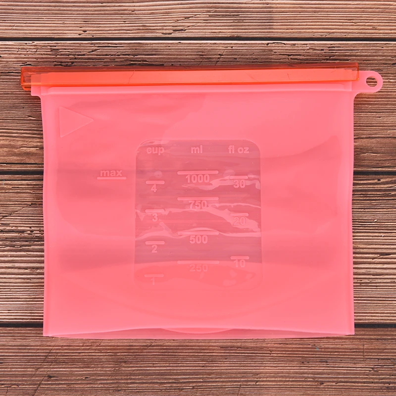 1pcs Silicone Bag 1000ml Storage Bag Refrigerator Fresh Bags Organization Reusable Silicone Food Bag Zero Waste Ziplock Food