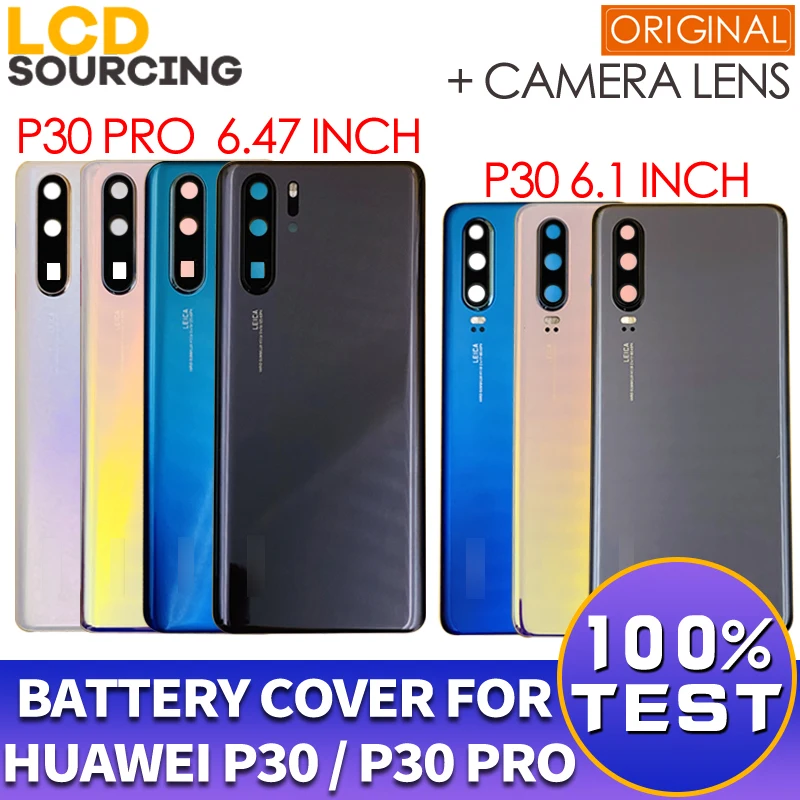 Оригинальная крышка батареи для huawei P30 PRO, Задняя стеклянная крышка корпуса батареи с объективом камеры, Замена для huawei P30, чехлы для аккумуляторов