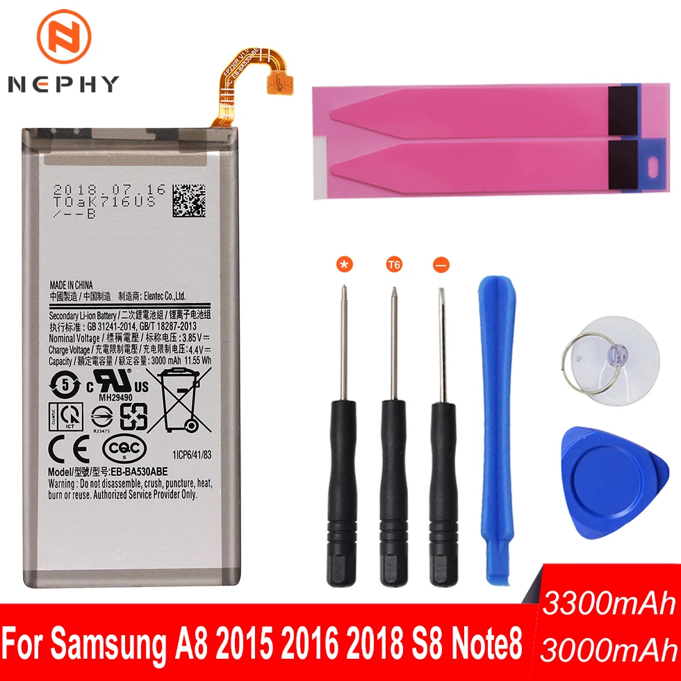 Nephy происхождения заменить Батарея для Samsung Galaxy A8 SM-A800 A810F A530F S8 G950F Note 8 N950F DS мобильный сотовый телефон