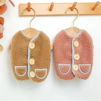 

2020 New Pet Winter Warm Lamb Wool Wooden Buckle Vest Suitable Warm Pet Clothing For S/M Size Cats And Dogs HOT