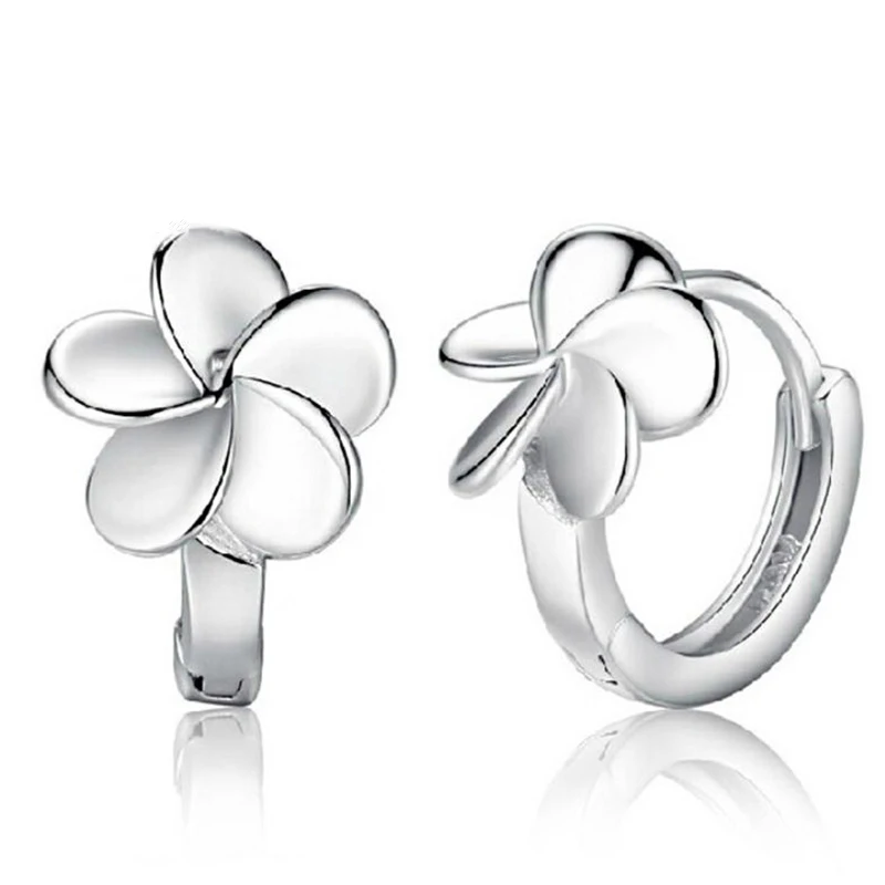 

Wholesale 12 pairs Silver Flower Cute Simple Style Small Hoop Loop Huggie Earrings Fashion Jewelry Accessories Gifts For Women