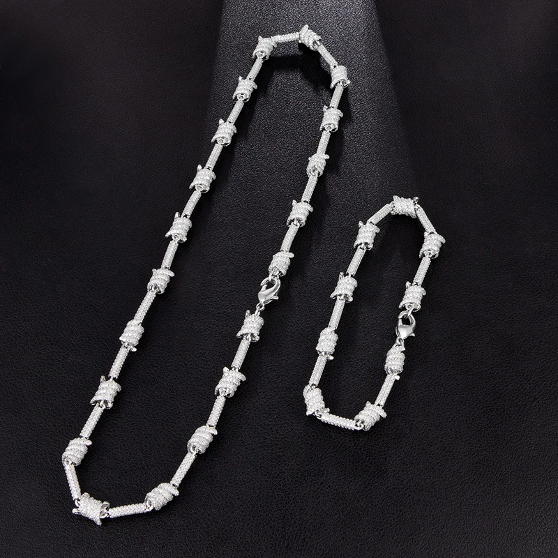 US7 7 мм Ожерелье из колючей проволоки золотого и серебряного цвета медные ожерелья для мужчин модные хип-хоп ювелирные изделия