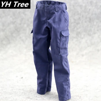

1/6 Scale Male Clothes Soldier SWAT Long Dark Blue Pants Trousers with Holster Model for 12" Action Figure Body Doll Toys DIY