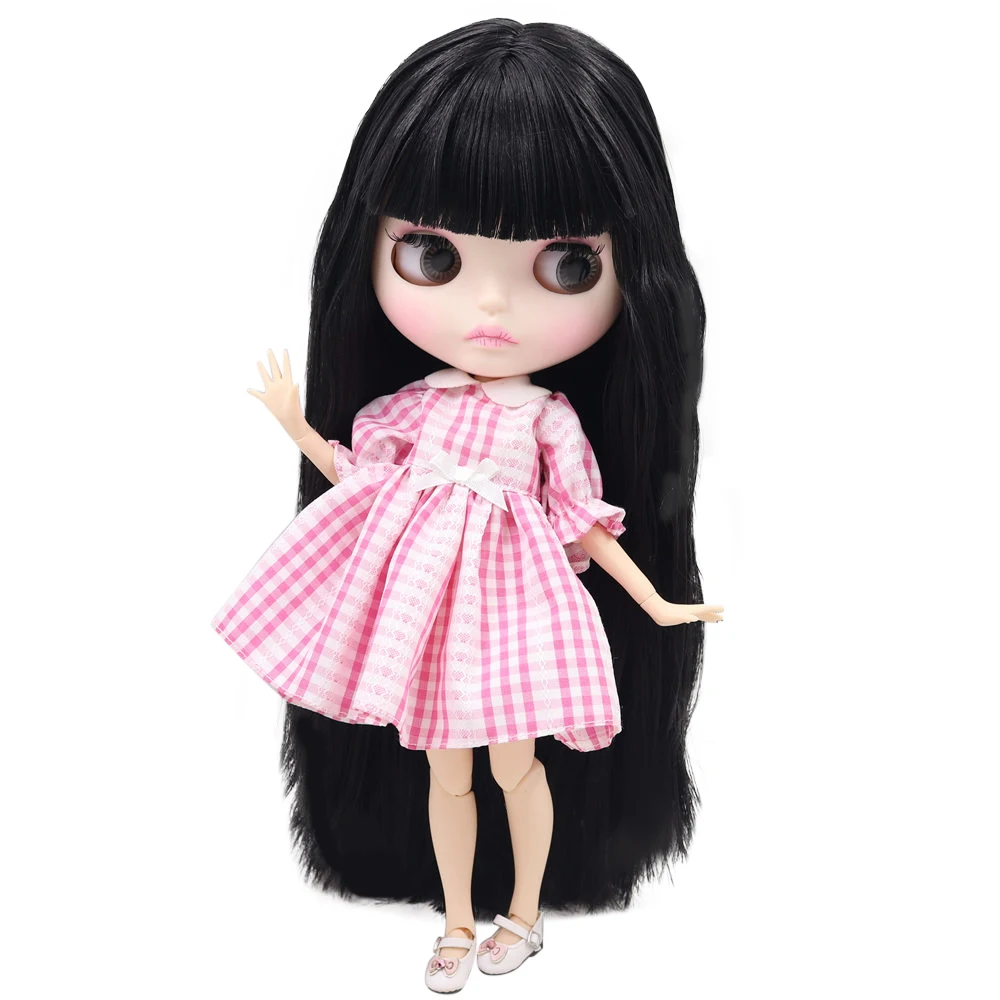 ICY DBS Blyth Doll For Series No.BL9601 Black hair Carved lips Matte face Joint body 1/6 bjd 5