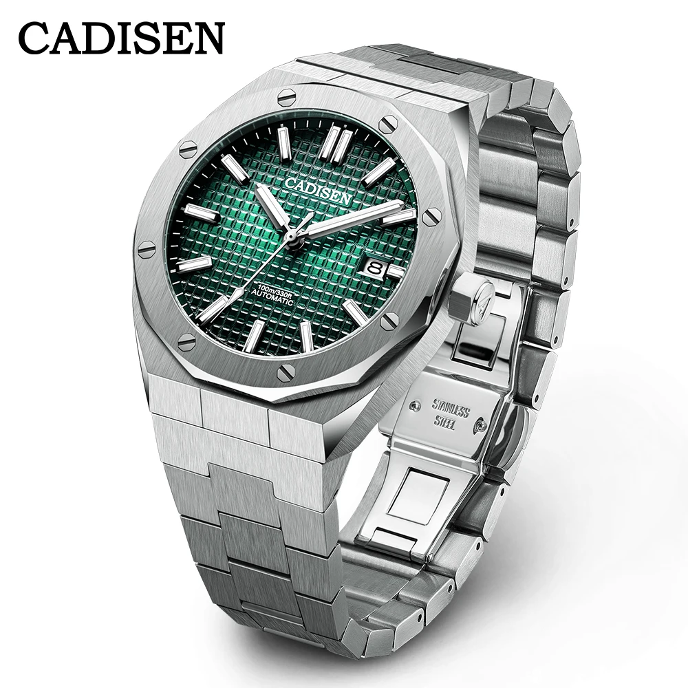 

2021 NEW CADISEN Men Watches Mechanical Automatic Japan Movement Green Watch Men 100M Waterproof Brand Luxury Wristwatch C8193