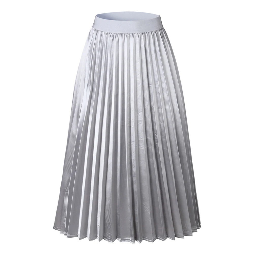Elastic Travel High Waist Casual Women Skirt Pleated Summer Swing Sexy Solid Ladies Midi Fashion Party Elegant