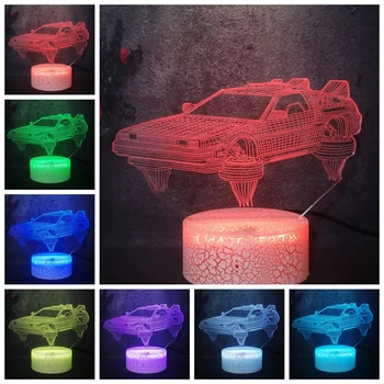 

Advanced Creative luxury Back to the future sports Car Lamp 3D LED Night Light Optical Table Flash Teen Racing Driver Party Lava