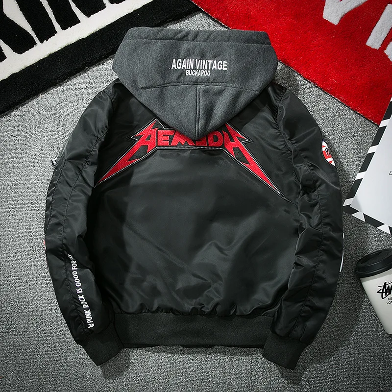 Новая европейская американская Японская уличная Harajuku мужская куртка-бомбер вышитые женские куртки пальто плюс размер куртка с капюшоном - Цвет: Black cotton cap